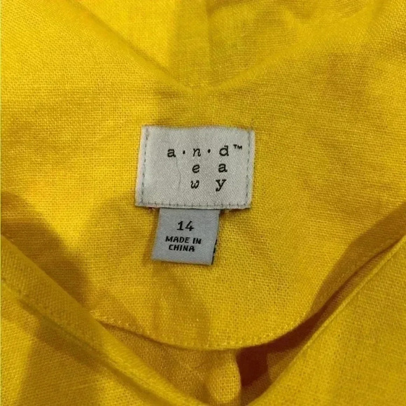 Target a new day yellow sunshine linen flutter sleeve ruffle dress - Picture 6 of 7